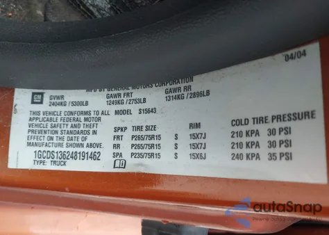 2004 Chevrolet Colorado Ls из США, поврежденный, VIN 1GCDS136248191462